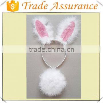 White Feather Bunny Headband For Kids' Party Decoration Easter Bunny Headband Kids Animal Ear Headband
