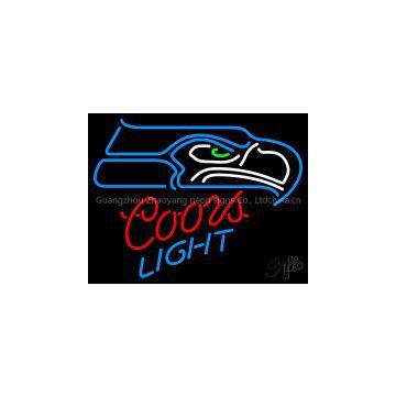 T432 COORS LIGHT SEATTLE SEAHAWKS handicrafted real glass tube neon signs for store display and advertising.
