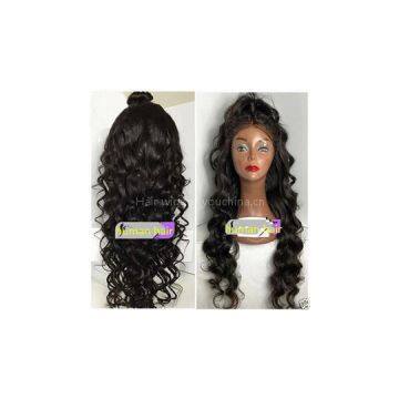 Indian Human Hair Full Lace Wig Looes Wavy