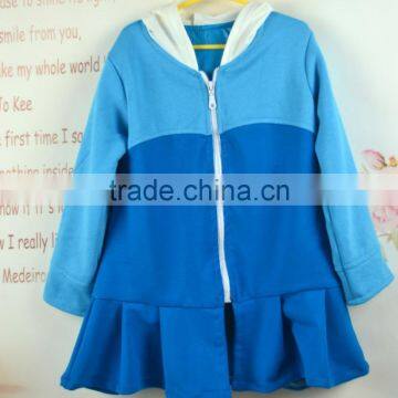 New style ruffle Knitted plain baby girl kid children long sleeve frozen elsa hooded fleece jacket sweatershit coat for winter