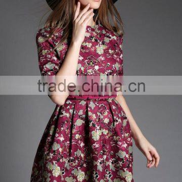 Women A Line Short Sleeve Lace Dress Fabric Embroidery Mini Dress With Pattern photo-3