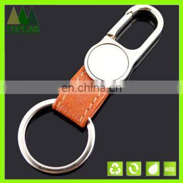 OEM Leather Keychain Black Metal Keychain Custom Leather Carabiner Keyring
