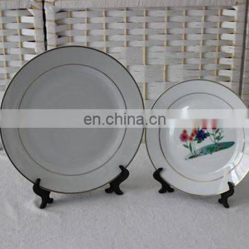 Sublimation coating 8" or 10'' decorative ceramic white plates with gold rim with DIY logo