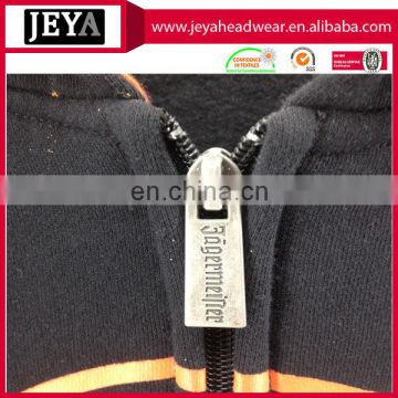 High quality silver metal zipper puller cotton hoodies , Winter plain men coat printing clothing hoody