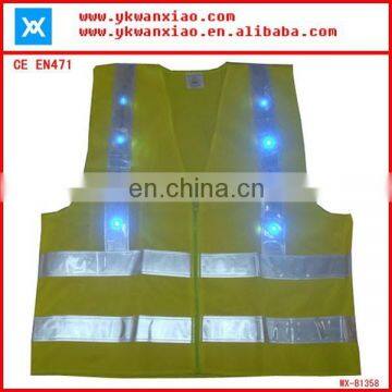 factory custom made light mesh led tubes flashing led lights high visibility Flashing LED security vest