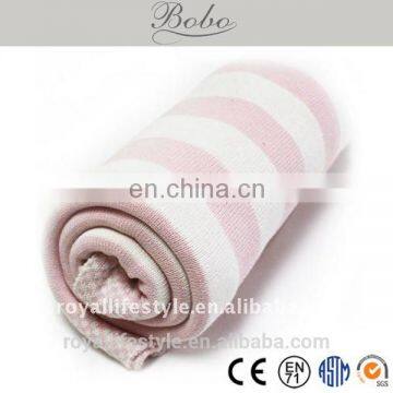 Hot Selling Super Soft Knitted Baby Blanket Striped Towl For Kids