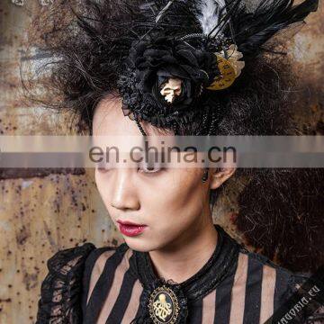 Steampunk Gothic Fascinator With Beads and Gear Elements photo-6