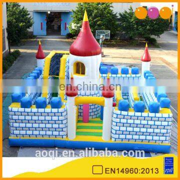 AOQI castle fun city /commercial inflatable fun city with castle