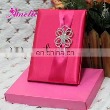 A730 Hot Sale Different Color Ribbon Customize luxurious wedding invitation card