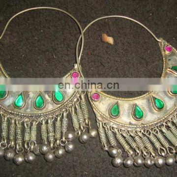 Newly Made Afghan Kuchi Earrings with bells and colorful beads