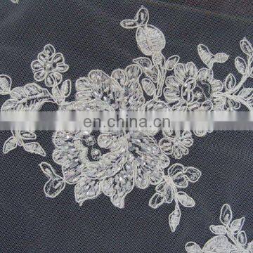 polyster mesh cord embroidery with heavy hand work embroidery fabric