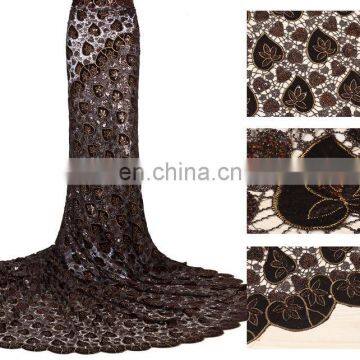 Most hot-selling coffee water soluble african lace fabric