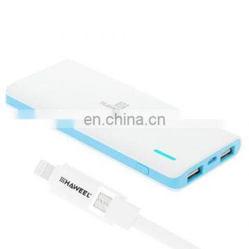 HAWEEL 5600mAh Dual USB Power Bank with Micro USB 2 in 1 Charging Cable