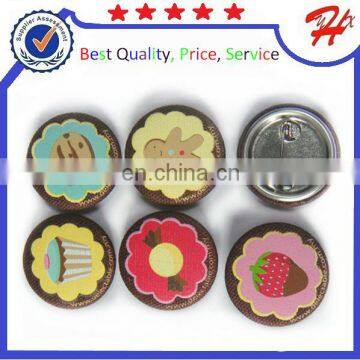 Fancy Food Design Custom Made Fabric Tin Button Badge With Safety Pin