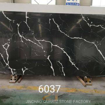 Artificial royal color calacatta black quartz slabs