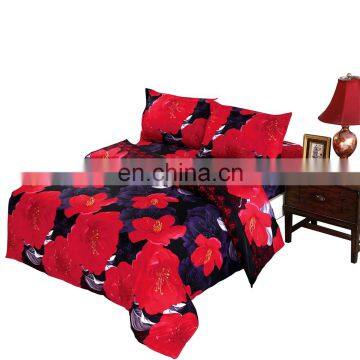 3D Bedding Set Reactive Printing 100% Polyester Red Flowers Duvet Cover Set