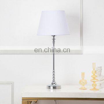 High-end atmospheric office art furnishings handmade white lampshade silver-plated metal reading lamp