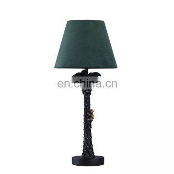 High Quality Bedside Desk Lighting Retro Nightstand Lights Resin With Green Lampshade photo-2