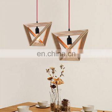 Triangle Wooden Frame Chandelier Lighting Wood Hanging Lamp for Home Decor photo-5