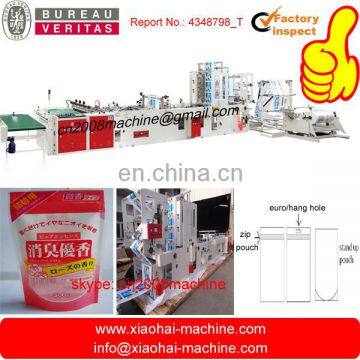 Three side seal pouch bag making machine ( zipper standing ) for breast milk storage bag ,dog cat food bag