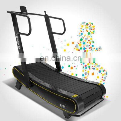 Curved treadmill & air runner self-powered non-motorized walking running machine commercial gym equipment