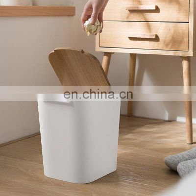 Creative Mini Trash Can Desktop Plastic Wooden Dustbin