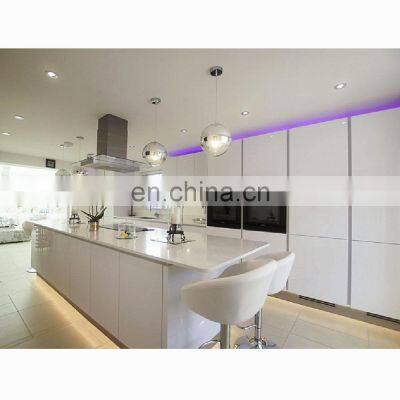 Modern white design high gloss refacing solid wood doors double island ideas cabinet kitchen light led