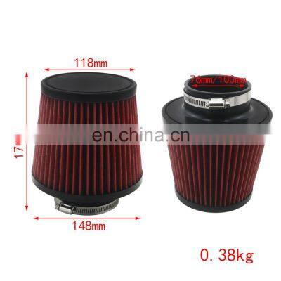 AUSO Universal Auto Parts High Flow 76MM/100MM Modification Inlet Air Filter For Universal Car photo-2