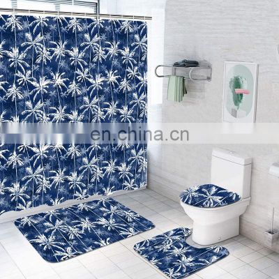 New trendy custom european bath rug and shower curtain set