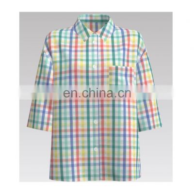 Wholesale Colorful CVC Seersucker Plaid Fabric for Spring and Summer Shirt