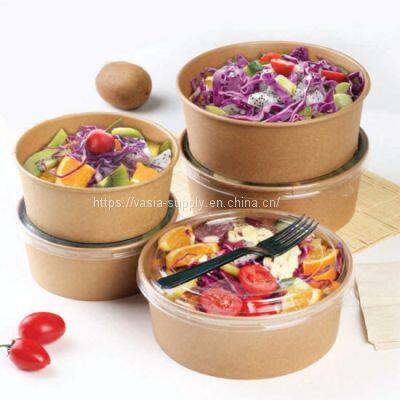 China Manufacturer Custom Printed Disposable 20oz Kraft Paper Salad Bowl