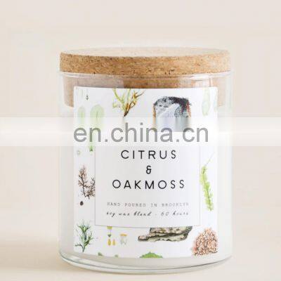 Custom Private Label Cork Lid Glass Bottle Aromatherapy Soy Wax Candle Jars Can Customize AROMA Fragrance Candle