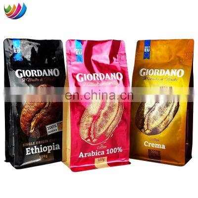 Factory OEM Bolsas De Cafe Box Bottom Mylar Stand Up Pouch Aluminium Foil Bean Coffee Bag With Valve photo-2