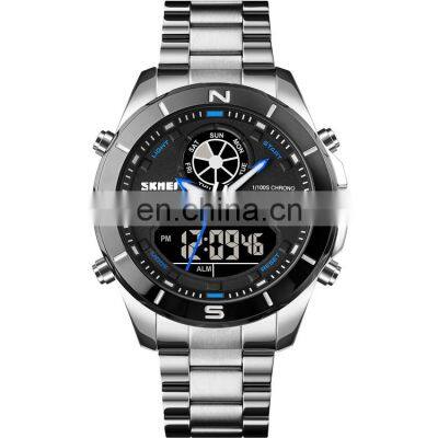 men's watches heavy watch big face stainless steel band watches hour custom logo brand skmei factory wristwatch