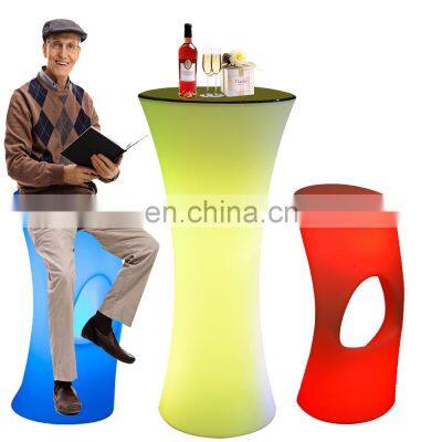 Wedding table and chair set led light up outdoor furniture night club led bar stool furniture high cocktail table chair set