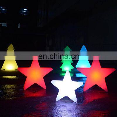 multicolor led Christmas tree light /rechargeable Christmas holiday PE plastic led tree star snow garden solar decoration lights