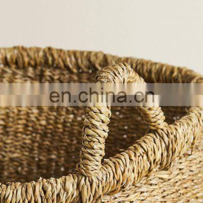 Handwoven Natural Seagrass Laundry Basket Decor Set Of 2 Straw Storage Basket photo-3