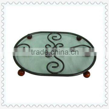 oval antique decorative iron trivet