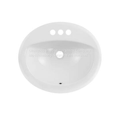 UPC Oval Ceramic Bathroom Drop-in Sink