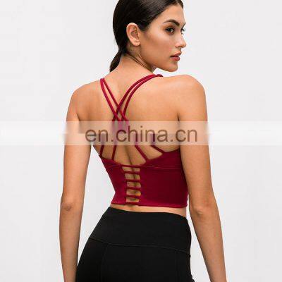 Women workout fitness clothing custom logo sexy long line women yoga tops sports bra