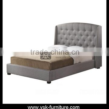 BE-053 French Upholstered Furniture Latest Double Bed Designs