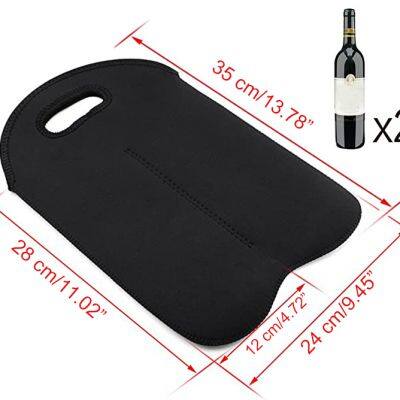Custom 2 Pack Insulated Wine Carrier Bottle Covers Neoprene Wine Bottle Sleeve for Travel With Secure Carry Handle photo-3