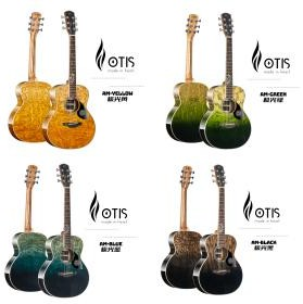 OEM OTIS AM-желтый/зеленый/синий/черный акустический гитара 36 дюймов (сверхтвердый верх из маньчжурского ясеня, трехкомпонентная шея из африканского красного дерева)