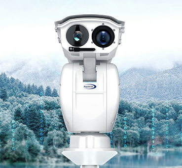 Rugged Thermal PTZ Security Camera with Intelligent Video Analysis for Wildlife and Border Protection Surveillance with Clear Night Vision