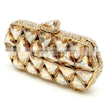 manufacturer sell beautiful yellow triangle evening clutch bag