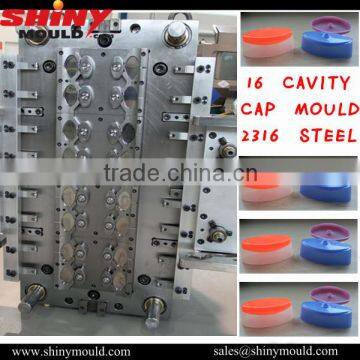 16 cavities plastic flip top cap mould