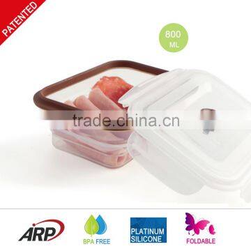 1000ml/1L Hot Sale Foldable Silicone lunch box with PP lid , Platinum silicone, BPA FREE, FDA, LFGB, DGCCRF                        
                                                Quality Choice