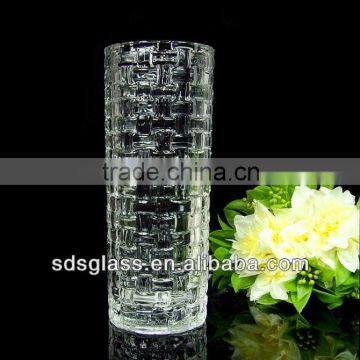 high white glass vase 30cm height clear