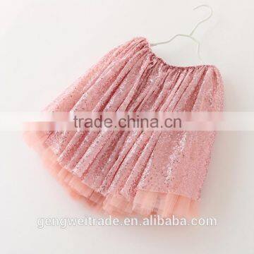 Gold Sequin Pink Dress Girls Ball Gown Tutu Skirt High Quality Tulle Sequin Girls Dresses