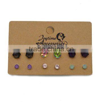 Latest Simiple Solid Zircon Rhinestone Imitation Jewelry Silver Ears Tops Designs Earrings